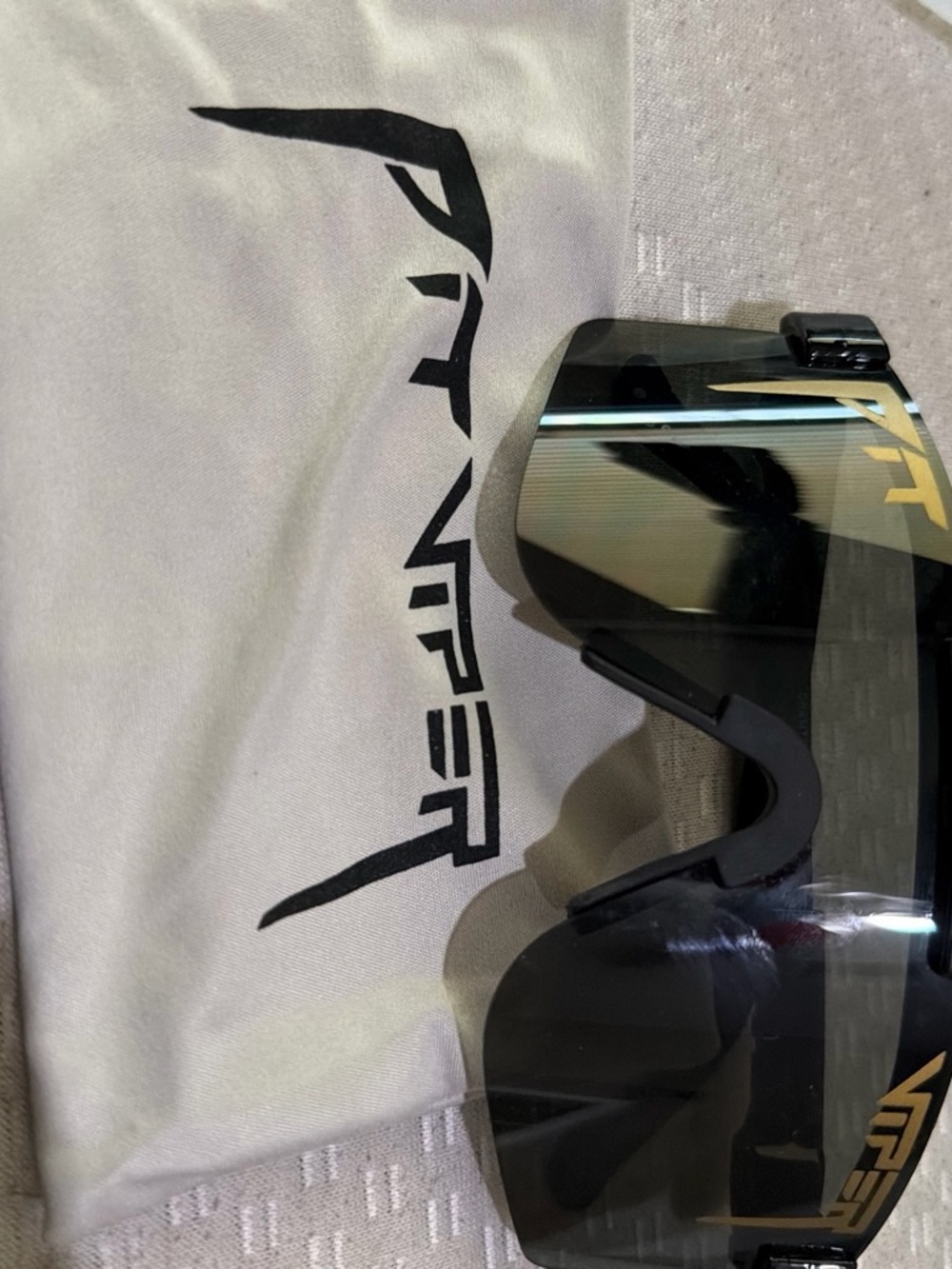 Pit Viper Shield Sunglasses Black with Gold Accents